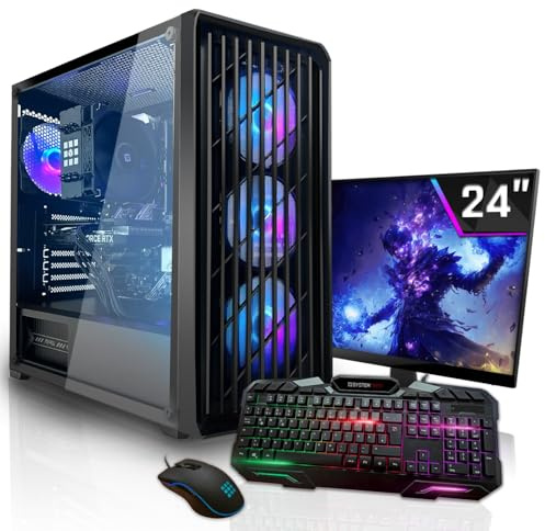 SYSTEMTREFF Gaming Komplett PC Set AMD Ryzen 7 5800X 8x4.7GHz | Nvidia RTX 5060 Ti 16GB | 1TB M.2 NVMe | 32GB DDR4 RAM | Windows 11 | 24 TFT Monitor | Desktop Paket Computer für Gamer, Gaming