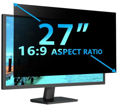STARY 27 Inch 16:9 Computer Privacy Screen Filter for Widescreen Monitor and Laptop - Anti-Glare - Anti-Scratch Protector Film - Data Confidentiality Shield [1 Pack]