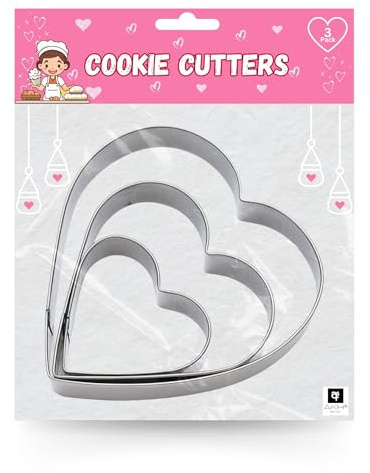 AKH® Stainless Steel Heart Shaped Cookie Cutters | Set of 3 | Mother's Day Baking Essentials | Mother's Day Cookie Cutters | Mini Heart Cookie Cutter Set