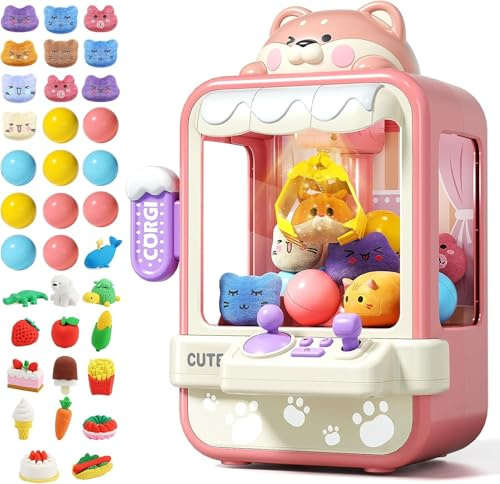 Jovow Candy Grabber, Mini Distributeur Automatique avec Musique, Distributeur de Prix pour Filles et Garçons, Machine à Jeu Électronique à Pince pour Fêtes et Anniversaires, 35 Mini Jouets