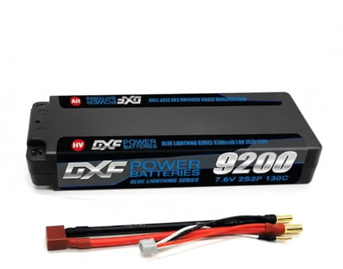 DXF 2S HV LiPo Akku 7.6V 9200mAh 130C mit 5mm Kugel zu Deans T Stecker Moderner Kompakter 2S2P Battery Pack für 1:8 1:10 RC Auto Hobby Höchste Performance Racing Offroad