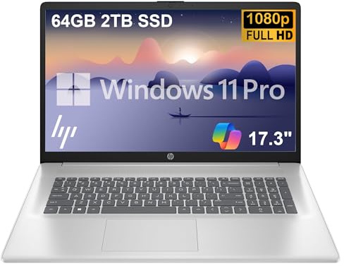 HP 17 Laptop (17.3 HD+ Touchscreen, Intel 10-Core 7 150U (> i7-1355U), 32GB RAM, 1TB SSD) for Business, Home, Students, Narrow Bezel, Webcam, Wi-Fi 6, Fast Charge, Win 11 Pro w/ Copilot, Silver