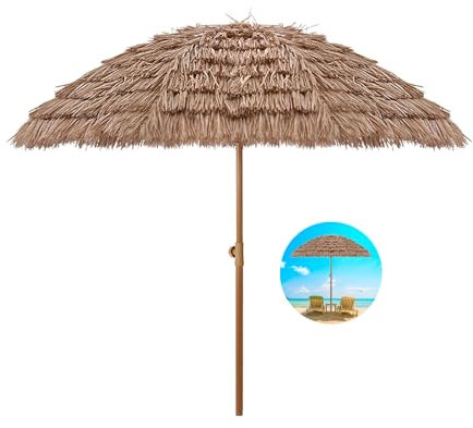Sombrilla Terraza Exterior Hawaiano Sombrilla Playa Grande Inclinable Parasol De Paja Protección UV Parasol Jardin Impermeable Para Terraza Playa Piscina Mercado Patio Exterior/Bolsa De Transporte(Siz