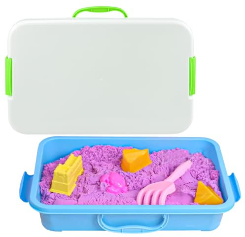 KYYGKY 2 Stück Sandkasten mit Deckel Kunststoff-Tablett Sandkasten Abdeckung Wasserdicht Sandkastenabdeckung Sandbox mit Deckel für Wasser Sand Perlen und Sandkasten Pool Garten(38 * 25 * 14cm)