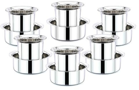 ZenithCart Stainless Steel Coffee Glass | Tumbler | Dabaras | Tea, Coffee Dabara | South Indian Coffee Glass Tumbler | Serving Drinkware | Stainless Steel Dabara Tumbler Set | Set of 6 | 100 ml