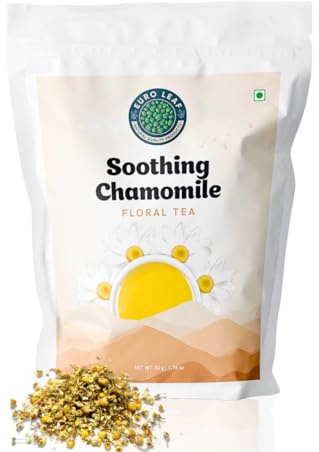 EURO LEAF Chamomile Loose Leaf Green Tea (50 gm) - Pure Chamomile Flowers Tea | Reduce Stress & Promote Relaxation, Improve Sleep and Digestion | 100% Natural Ingredients | Ziplock Pouch