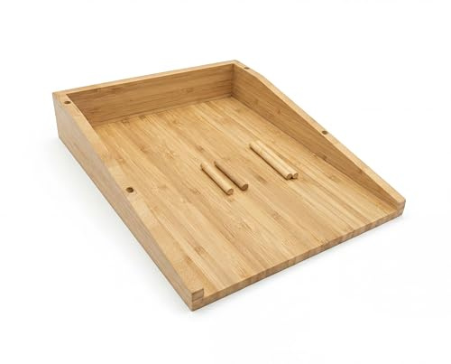 OSCO Briefablage aus Bambus mit 4 Erhöhungen | A4 | leicht stapelbar | Schreibtisch-Organizer | Papieraufbewahrung | Bürodokumentensortierer | Papierablage | Papierkram Ablage | H6 x B26 x T33 cm