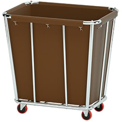 GBPLDMAQ Gewerblicher Wäschewagen mit Rollen mit Abnehmbaren Stoffbeuteln, Reinigungswagen auf Rädern aus Edelstahl, Universalrollen für Unternehmen, Büros und Hausmeisterdienste(Brown)