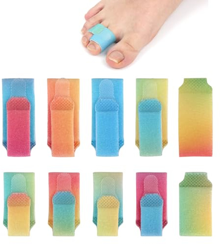 BOXOB 10pcs Toe Separators, 2 Sizes Nylon Foam Soft Toe Splints Protectors, Toe Spacers Bandages for Correcting Spreaders Toes for Men Women Hammer Foot Finger