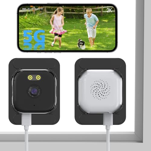 ANYQOO Window Camera 3MP 2K, Indoor/Outdoor Window Camera, 2.4GHz & 5GHz WiFi Security Camera for Home, ChroMax AI Color Night Vision,Motion Detection, 24/7 Recording, Easy Install(2 Pack-White)