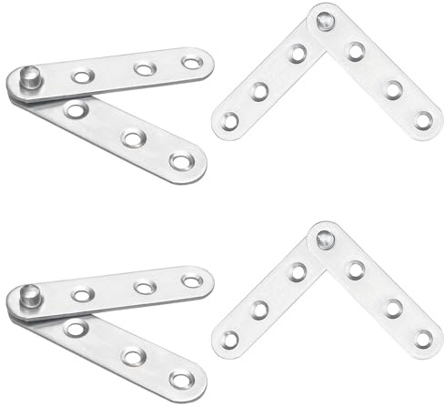 Boutihao 4 Juegos Bisagra 360 grados Bisagras de Puerta de Rotación, Bisagra Giratoria de Acero Inoxidable, Bisagras de Pivote Ocultas 100x17mm, para Puertas y Armarios