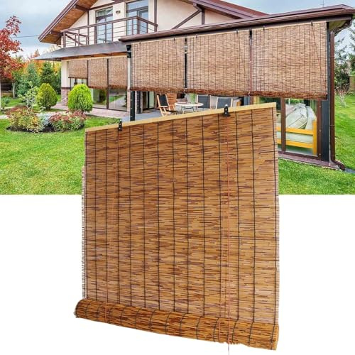 Tende persiane avvolgibili in bambù per esterni, stile retrò, per patio, giardino e portico, tende decorative in bambù (dimensioni: 150 x 300 cm, colore: A)