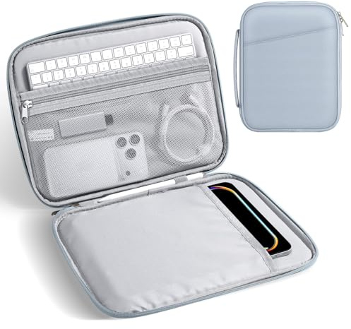 MoKo Tablet Tasche 9-11 Zoll Gepolstert mit Griff | Tablet-Tragetasche passend für iPadA16/Pro 11, iPad 10./Air 5/4. 10, 9, Trübes Blau