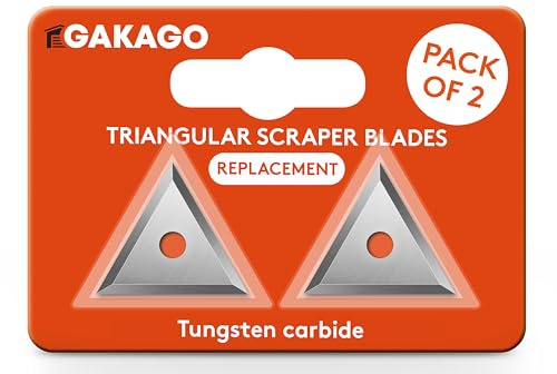 Gakago Replacement Scraper Blades for Power Scraper (Pack of 2) - Triangular Tungsten Carbide Scraper Blades for Wood, Metal, Concrete and Stone