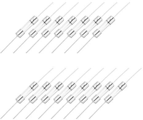 sourcing map Lot de 15 fusibles tubulaires en verre, 5 x 20 mm, 20 A, 250 V, cartouche à action rapide, fusible axial avec fil de plomb pour remplacer ou réparer l'électronique domestique (F20A)