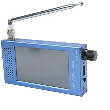 Radio receptor de onda corta SDR-V6, banda completa para demodulación digital DSP, pantalla IPS de 4.3 pulgadas, 3000 mAh para monitoreo de aviación HAM (azul)