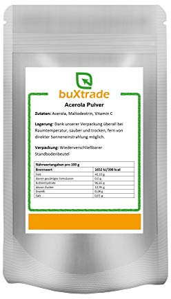 5 kg Acerola Pulver | Superfood | Vitamin C (28,1%) | Maltodextrin | Acerolapulver | Buxtrade |