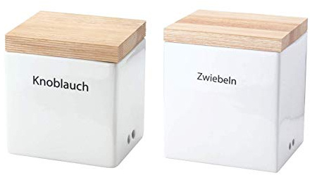 Continenta 2er Set Vorratsdose mit Holzdeckel 18 x 15,5 x 20,6cm und 14 x 12 x 15,3cm
