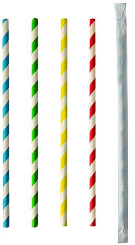 Papstar 87514 Papstar - Pajitas de papel (100 unidades, 6 mm de diámetro, 20 cm, envueltas individualmente, ecológicas)