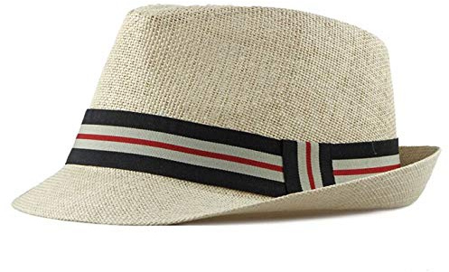 CHENNUO Panamahüte Fedora Hut Trilby Strohhut Herren & Damen Sommerhut Beach Hut Sonnenhut (Beige)