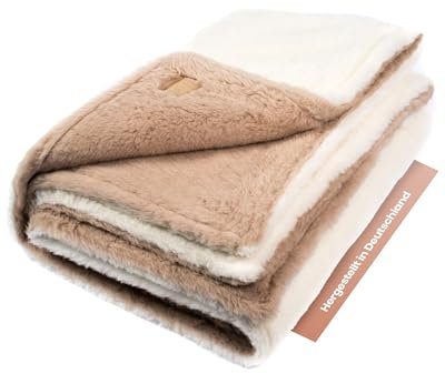Ritter Decken La Paz Alpakadecke 140 x 200 cm - Creme-Kamel - Hochwertige Decke mit Fell-Charakter aus Alpakahaar - Weiche Naturhaardecke - Made in Germany