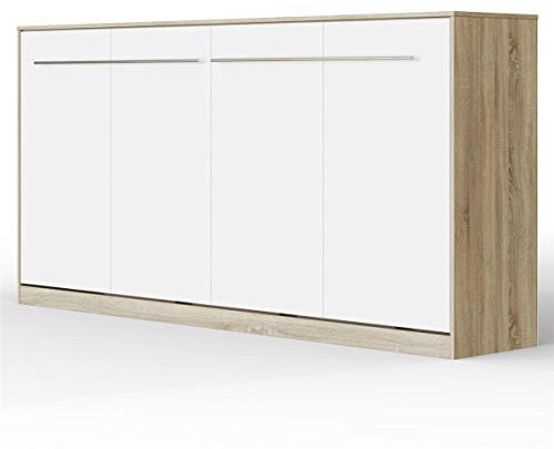 SMARTBett Schrankbett Standard 90x200 120x200 140x200 160x200 Bettschrank Wandbett Eiche Sonoma/Weiss 90 Horizontal