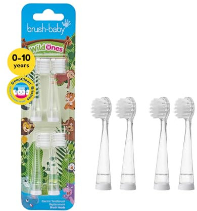 Brush-Baby WildOnes Replacement Brush Heads (for Ages 0-10 Years) Pack of 4