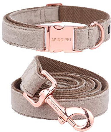 ARING PET Hundehalsband und Leine Set, Samt Hundehalsband und Leine, Verstellbares Halsband für Kleine Hunde Mittlere Hunde Große Hunde