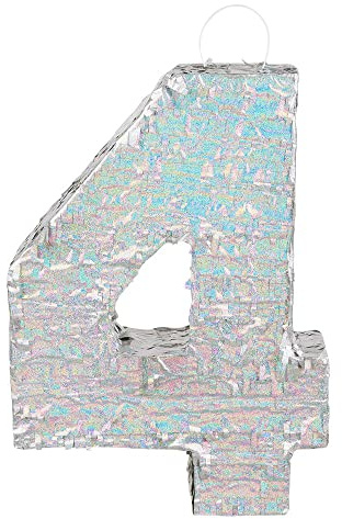 Boland - Piñata de figuras, tamaño 40 x 28 x 8 cm, figura holográfica, número, plata, aniversario, cumpleaños, decoración, juego de fiesta