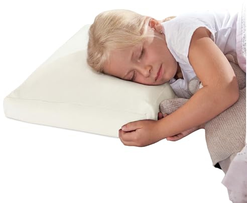 Theraline Kinderkopfkissen ab 2 Jahren, ca. 30x50cm, ergonomisches Schlafkissen & Nackenstützkissen, Memory Schaum & Perlen, patentiert, Kinderkissen für gesunden Schlaf, inkl. atmungsaktiver Bezug