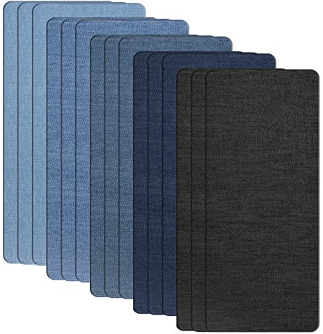 NATUCE 15 Stück Patches zum Aufbügeln, Groß Flicken zum Aufbügeln 28×12.5cm, Baumwolle Flicken Bügelflicken, Aufbügelflicken, Bügeleisen Denim Patches Reparatursatz in 5 Farben für Kleidung Jeans Sack