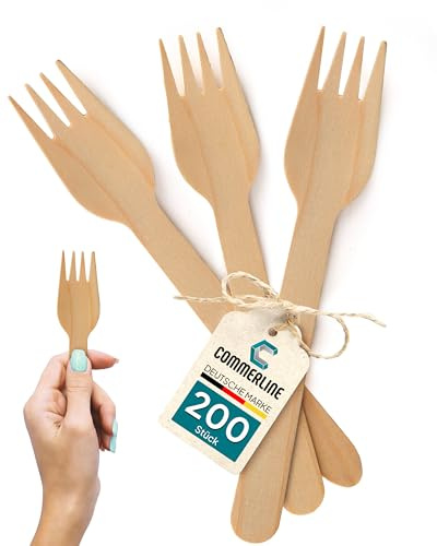 Lot de 200 fourchettes en bois jetables,Fourchettes en bois jetables,Couverts jetables,Couverts en bois jetables,Fourchettes jetables,Fourchettes jetables en bois (200, fourchettes)