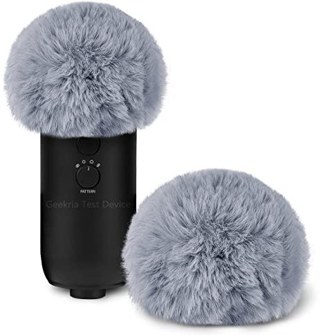 Geekria para Creadores, Paravientos de micrófono con Pelo, Compatible con Blue Yeti, Yeti Pro, micrófono DeadCat, Funda esponjosa para grabación, Streaming, podcasting, Gris (Pack de 2)
