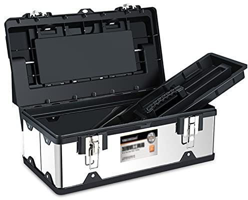 KIZQYN Werkzeugkoffer 14/ 17 '' Multifunktionswerkzeugkasten mit Abnehmbarer Werkzeugschale Edelstahl tragbare Reparaturwerkzeuge Organizer und Werkzeugkästen Werkzeugkästen (Color : 17 inch)