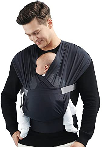 Tragetuch Baby Atmungsaktive, Babytrage Neugeborene ab Geburt (0-2 Jahre) au Bis15Kg, Babytragetücher für Neugeborene Kleinkinder, Baby Wrap Carrier Geeignet für Frühling Sommer (Schwarz)