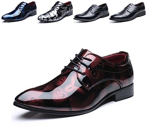Scarpe Derby Uomo Scarpe Stringate Formale Lavoro Eleganti Oxford Cerimonia Francesine Casual Classiche Comode Basse Sposa Blu Oro Grigio Rosso Nero Marrone Cachi 37-48