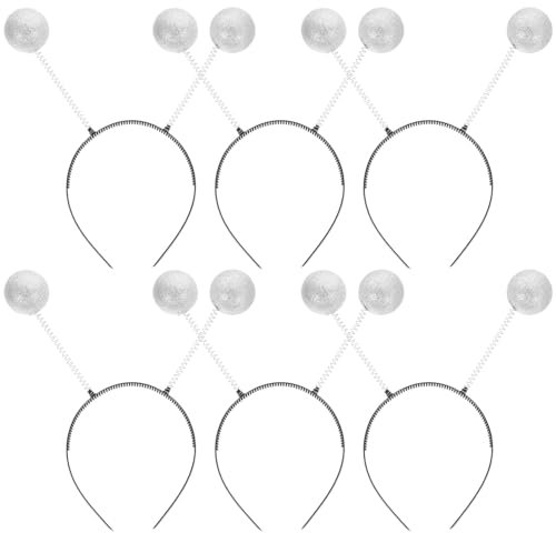 minkissy Haarreif KostüM Silber Planeten Kopfschmuck Schaumstoff-Kugel Stirnband FüR Weltraum Party Marsianer Antennen Boppers StirnbäNder