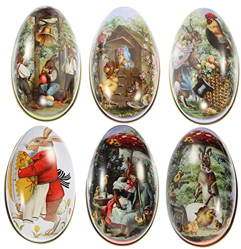Garneck 6st Blechdose Zu Ostern Metall Ostereier Ostern Bonbonschale Ostereier Zum Befüllen Leere Ostereier Ostern Dekoeier Osterei-teedose Osterkisten Kind Eisen Süssigkeit Karikatur