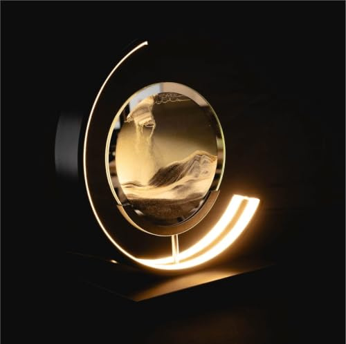 Luxus europe - Treibsand Tischlampe - Schwarz - Bewegte Sandkunst - Sanduhr-Lampe - Sandkunst in Glas - Schreibtischlampe - LED - Dimmbar - Industriell und modern - Nachtlicht für das Schlafzimmer