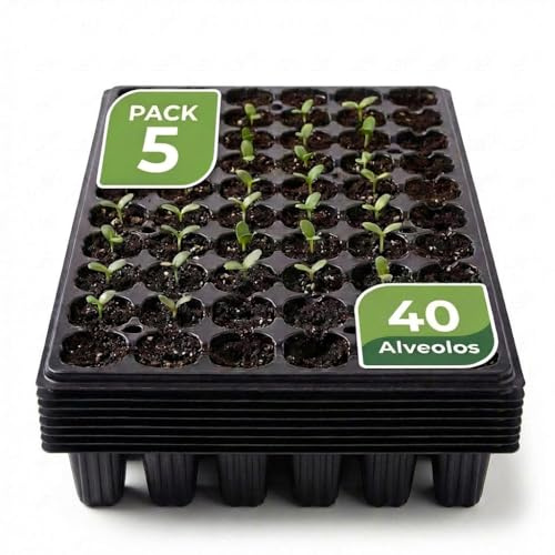 GROWMANIA Pack 5 Bandejas de Germinación 40 Alveolos | Semillero 100% Material Reciclable | Propagador de Semillas