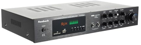 HuKaiL Audio-Verstärker HiFi Stereo mit LED-Bildschirm, 220V 600W AV Receiver 5.1 mit SD\USBRCAAUX .0 BluetoothFM, Verstärker Power Amplifier mit Fernbedienung und Funkantenne für Studio, Heimkino