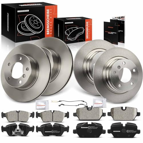 Frankberg Bremsensatz inkl. 4x Bremsscheiben + 8x Bremsbeläge Vorne Hinten Kompatibel mit 3er E90 316i 318i 318d 320i 1er E87 120i Replace# 34216774417, 34216767146