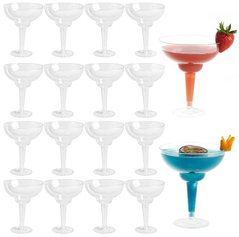 MATANA 30 Elegantes Copas de Cóctel Margarita de Plástico (360ml / 12oz) - Resistentes y Reutilizables - Copas Daiquiri Martini para Bodas, Cumpleaños, Navidad y Fiestas