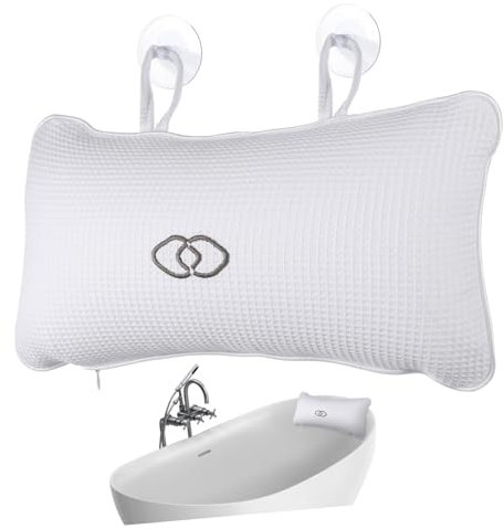 SOESFOUFU 2stücke Badewannenkissen Aus PVC Rutschfestes Spa Kissen Mit Saugnäpfen Für Nacken Und Kopfstütze Ergonomisch Und Bequem Für Entspannung Im Bad Weiß