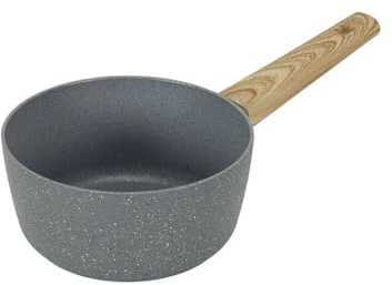 COOK CONCEPT, KC25371, pentola in Alluminio forgiato da 18 cm, Design ergonomico con Manico Effetto Legno, Rivestimento Antiaderente, Facile da Pulire, Grigio Marrone