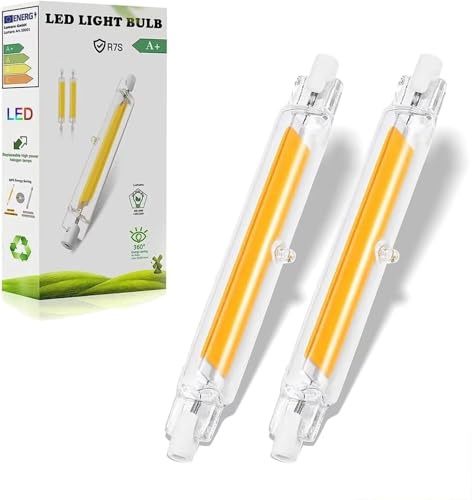 FDHVCB R7s Led 78mm Dimmbar 10W,10W R7s LedErsatz für 100W Halogenstab Glühbirne, Warmweiß 3000K, LED R7S COB Leuchtmittel 1000LM, 360°Strahlbeleuchtung, AC 220V-240V, Kein Flackern,2er Pack