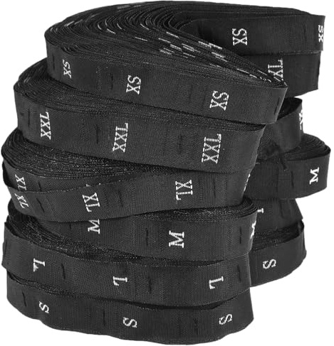 Svart storleksetikett vävda kläder storleksetiketter XS/S/M/L/XL/XXL för kläder sömnad stickning plagg storleksmärkning