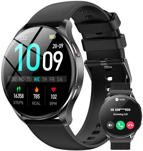 Smart Watch for Men Women,Answer/Make Call, 1.43 AMOLED Always-on Display Smartwatch,IP68 Waterproof Fitness Tracker with 100+ Sports/Heart Rate/Sleep Monitor/ SpO2,Large Batter/Fast Charging/2Straps