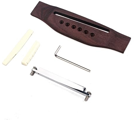 Akustikgitarrenbrücke Go101 6-saiten Satz aus Metall und Holz | Verstellbar, Polierte Glatte Oberfläche, Gitarrenbrücken für Akustikgitarre als Bausatz