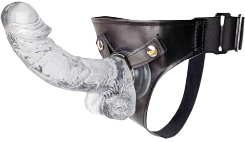 Godes Ceintures Strap on Harness de Gode Lesbiennes Harnais Cuir à Sangle | Réglable Réaliste à Taille Elastique Trois Godes au Choix Godemichets Sexe Toys Anale Couple pour Hommes et Couples